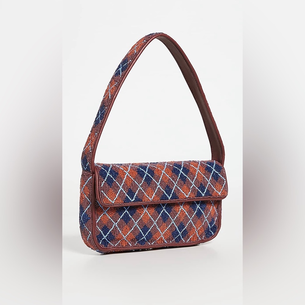 NEW Staud Tommy Argyle Beaded Shoulder Bag